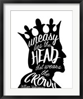 Framed Uneasy Lies The Head Shakespeare - King Black on White