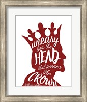 Framed Uneasy Lies The Head Shakespeare - King Red on White