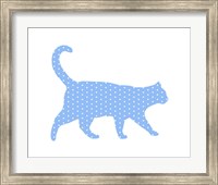 Framed Dot Pattern Cat - Blue