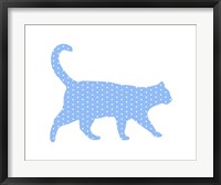 Framed Dot Pattern Cat - Blue
