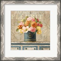 Framed Tulips in Teal and Gold Hatbox
