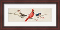 Framed Festive Birds Panel II Linen