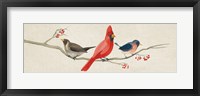 Festive Birds Panel II Linen Framed Print