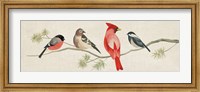 Framed Festive Birds Panel I Linen