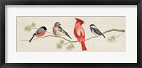 Festive Birds Panel I Linen Framed Print