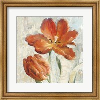 Framed Parrot Tulips II  on Ivory