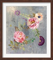 Framed Peonies and Paisley