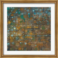 Framed Blue and Bronze Dots X