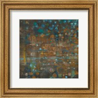 Framed Blue and Bronze Dots IX