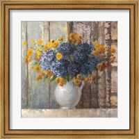 Framed Fall Dahlia Bouquet Crop Blue