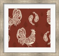 Framed Woodcut Rooster Patterns