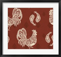 Framed Woodcut Rooster Patterns