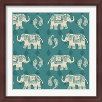 Framed Woodcut Elephant Pattern B