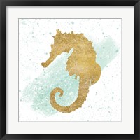 Framed Silver Sea Life Seahorse no Gold Splatter