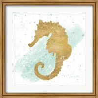 Framed Silver Sea Life Seahorse no Gold Splatter