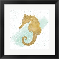 Framed Silver Sea Life Seahorse no Gold Splatter