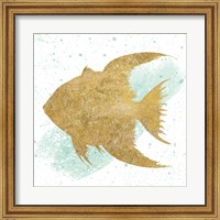 Framed Silver Sea Life Aqua Fish no Gold Splatter