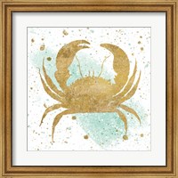 Framed Silver Sea Life Aqua Crab