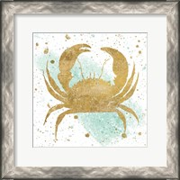 Framed Silver Sea Life Aqua Crab