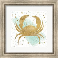 Framed 'Silver Sea Life Aqua Crab' border=