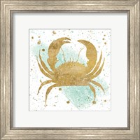 Framed 'Silver Sea Life Aqua Crab' border=