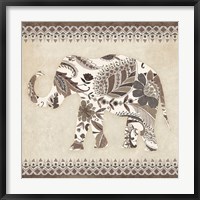 Framed Boho Elephant II Neutral