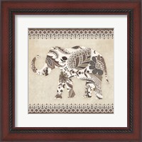 Framed Boho Elephant II Neutral