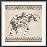 Framed Boho Elephant I Neutral
