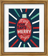 Framed Festive Holiday Light Bulb Merry and Bright