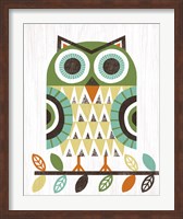 Framed Folk Lodge Owl Earth