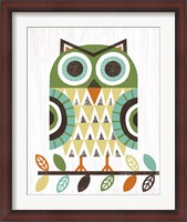 Framed Folk Lodge Owl Earth