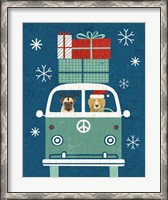 Framed Holiday on Wheels XII Navy