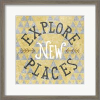 Framed 'Mod Triangles Explore New Places Gold' border=