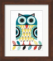 Framed Folk Lodge Owl V2 Teal