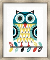 Framed Folk Lodge Owl V2 Teal