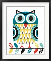 Framed Folk Lodge Owl V2 Teal