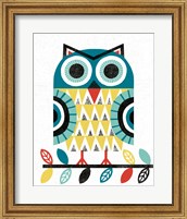 Framed Folk Lodge Owl V2 Teal