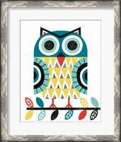 Framed Folk Lodge Owl V2 Teal