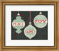 Framed Jolly Holiday Ornaments Peace Love Joy