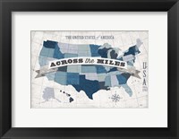 Framed USA Modern Vintage Blue Grey with Words