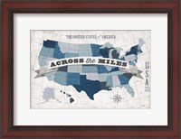 Framed USA Modern Vintage Blue Grey with Words