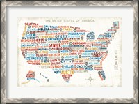 Framed US City Map