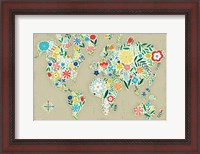 Framed Floral World Tan