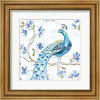 Framed Peacock Allegory IV White