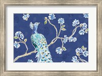 Framed Peacock Allegory I Blue