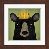 Framed 'Black Bear with Crown' border=