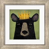 Framed 'Black Bear with Crown' border=