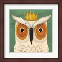 Framed White Owl with Crown