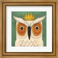 Framed White Owl with Crown