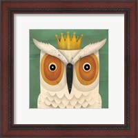 Framed 'White Owl with Crown' border=